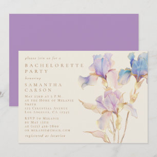 Elegante Iris-Aquarell-Junggesellinnenabschied Einladung