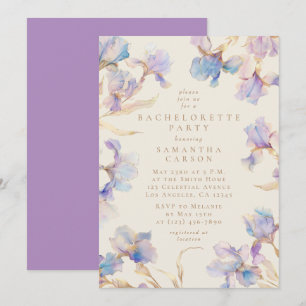Elegante Iris-Aquarell-Junggesellinnenabschied Einladung