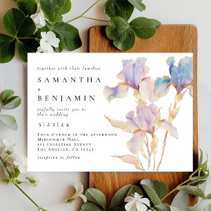 Elegante Iris Blumen Hochzeit Einladung