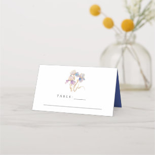 Elegante Iris-Blumen-Hochzeit Platzkarte