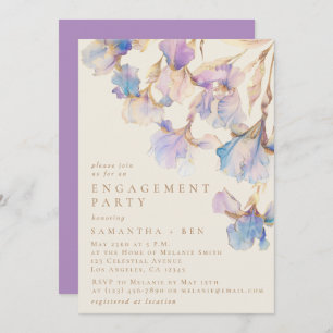 Elegante Iris Floral Watercolor Engagement Party Einladung