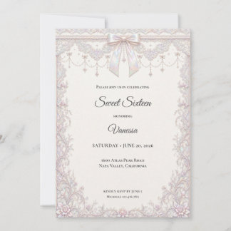 Elegante irisierende Prinzessin Sweet 16 Einladung