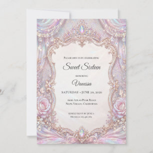 Elegante irisierende Prinzessin Sweet 16 Einladung