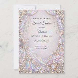 Elegante irisierende Prinzessin Sweet 16 Einladung