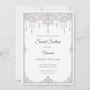 Elegante Irisierende Spitze Sweet 16 Einladung