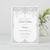 Elegante Irisierende Spitze Sweet 16 Einladung (Stehend Vorderseite)