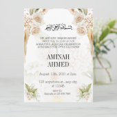 Elegante Islamische Flora aqiqah Einladung (Stehend Vorderseite)