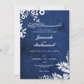 Elegante islamische Hochzeit der Blauen Flora Einladung (Vorderseite)