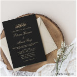 Elegante islamische Hochzeit Einladung<br><div class="desc">Elegante minimale Nikah islamische Hochzeit. Schwarze Einladungskarte mit zwei goldenen Script-Schriftart auf der Kartenvorderseite. Die Farbe dieser Karte sowie die Farbe und den Typ der Schriftart können Sie ändern, indem Sie auf der rechten Seite auf die Option "Personalisieren" klicken. Name, Datum, Anschrift und Erholung der Informationen können personalisiert sein. Ein...</div>