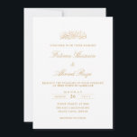 Elegante islamische Hochzeit Einladung<br><div class="desc">Elegante minimale Nikah islamische Hochzeit. Weiße Einladungskarte mit zwei goldenen Script-Schriftart auf der Vorderseite der Karte. Die Farbe dieser Karte sowie die Farbe und den Typ der Schriftart können Sie ändern, indem Sie auf der rechten Seite auf die Option "Personalisieren" klicken. Name, Datum, Anschrift und Erholung der Informationen können personalisiert...</div>