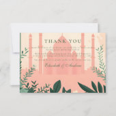 Elegante islamische Hochzeit in Flora Dankeskarte (Vorderseite)