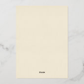 Elegante, islamische Hochzeit mit Cream und Gold Folieneinladung (Rückseite)