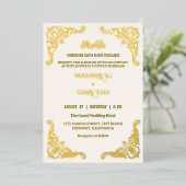 Elegante, islamische Hochzeit mit Cream und Gold Folieneinladung (Stehend vorne)