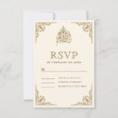 Elegante, islamische Hochzeit mit Cream und Gold RSVP Karte (Vorderseite)