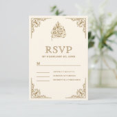 Elegante, islamische Hochzeit mit Cream und Gold RSVP Karte (Stehend Vorderseite)