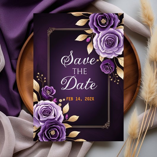 Elegante islamische Hochzeit mit Lila Einladung