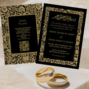 Elegante Islamische Hochzeit Nikah mit QR-Code Einladung
