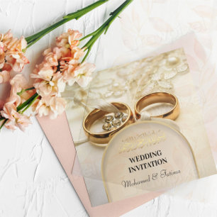 Elegante islamische Hochzeitseinladung mit Goldrin Einladung