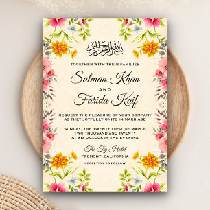 Elegante islamische Hochzeitsfeier in Floral Einladung