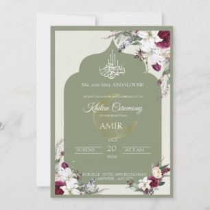 Elegante islamische Khitan-Zeremonie - Blumeneinla Einladung