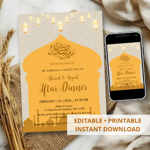 Elegante islamische Moschee-Laternen Iftar-Dinner- Einladung