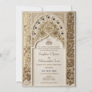 Elegante islamische Motiv-Spitze-Hochzeitseinladun Einladung