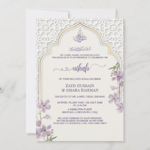 Elegante islamische Nikah-Einladung mit Wasserfarb Einladung