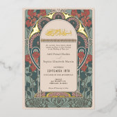 Elegante islamische Ruby & Emerald-muslimische Hoc Folieneinladung (Vorderseite)