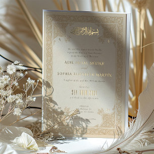 Elegante islamische Spitzenmotiv-Hochzeitseinladun Folieneinladung