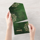 Elegante Islamische Verzierte Mandala Emerald Arab All In One Einladung (Abreißen)