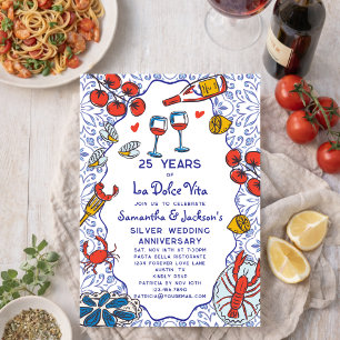 Elegante italienische Dinnerparty zum 25. Hochzeit Einladung