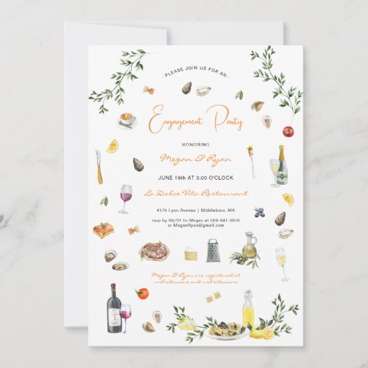 Elegante italienische Engagement-Partei Einladung (Vorderseite)