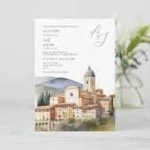 Elegante italienische Hochzeit in Urlaubsort Einladung (Stehend Vorderseite)