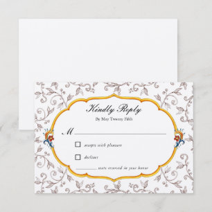 Elegante italienische Hochzeitskarte RSVP Karte