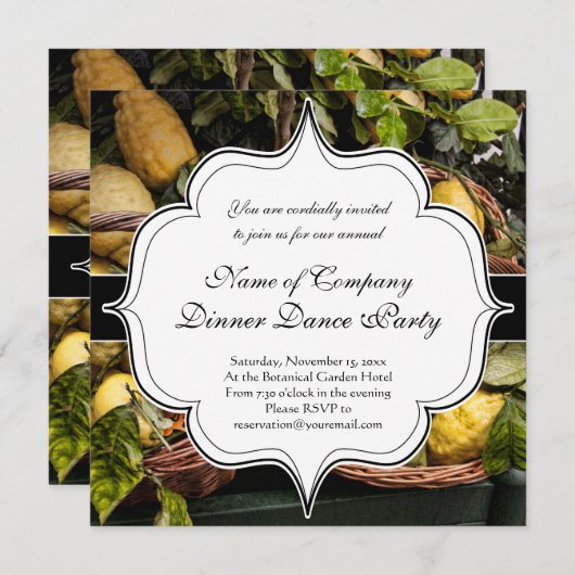 Elegante italienische Lemons in einem Korb Einladung (Vorne/Hinten)