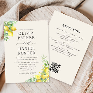 Elegante italienische Zitronen-QR-Code-Hochzeit Einladung