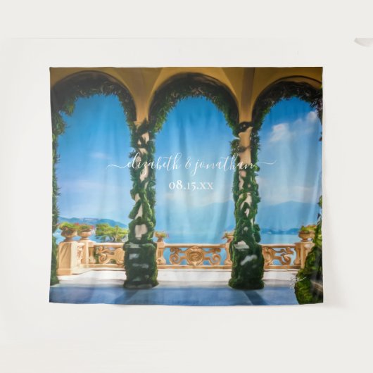 Elegante Italy Wedding Arches Foto Booth Hintergru Wandteppich (Vorderseite (Horizontal))