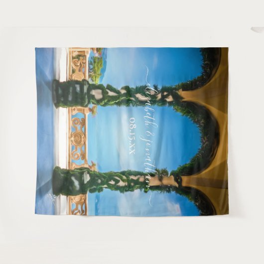 Elegante Italy Wedding Arches Foto Booth Hintergru Wandteppich (Vorderseite (Horizontal))