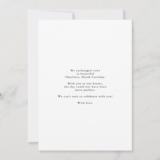 Elegante It's Offiziell Elopement Announcement Car Ankündigung (Rückseite)