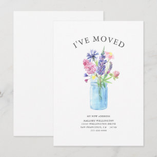 Elegante Ive Moved Wassercolor Floral Moving Ankündigung