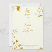 Elegante Ivory and Gold Floral Save the Date Card Einladung (Vorderseite)
