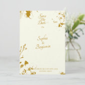 Elegante Ivory and Gold Floral Save the Date Card Einladung (Stehend Vorderseite)