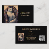 Elegante Ivory Art Nouveau Feline Personalisiert Visitenkarte (Vorne/Hinten)