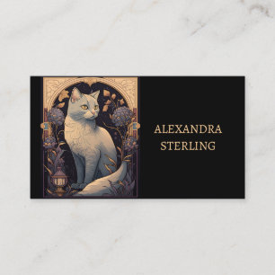 Elegante Ivory Art Nouveau Feline Personalisiert Visitenkarte