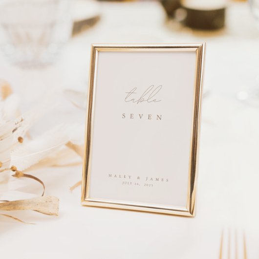 Elegante Ivory & Beige Calligrafy Tischnummer