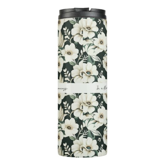 Elegante Ivory-Blume Thermosbecher (Rückseite)