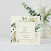 Elegante Ivory Blumengarten Einladung zur Hochzeit (Stehend Vorderseite)