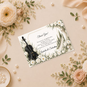 Elegante Ivory-Cello-Romanze Hochzeit Dankeskarte