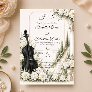 Elegante Ivory-Cello-Romanze Hochzeit  Einladung