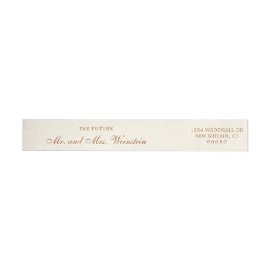 Elegante Ivory Copper Script Hochzeit Rücksendeadr (Person)